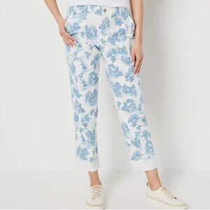 LOGO by Lori Goldstein - Toile Print Utility Pants - Blue - 18W